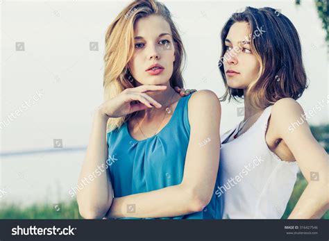 Portrait Sad Pretty Beautiful Brunette Blonde Stock Photo 316427546 Shutterstock