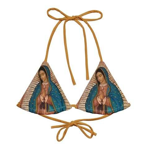 Virgin Mary Top Our Lady Of Guadalupe Bikini Triangle Bikini Top Etsy