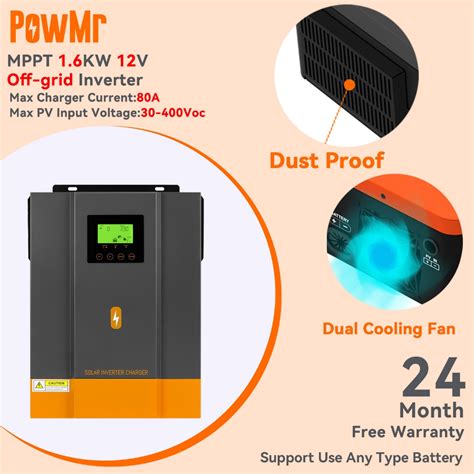【ใหม่】PowMr Mppt 1.6KW ตัวควบคุมพลังงานแสงอาทิตย์ 12V 230Vac PV 30Voc ...