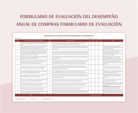 Plantilla de Excel Formulario De Evaluación Del Desempeño De La