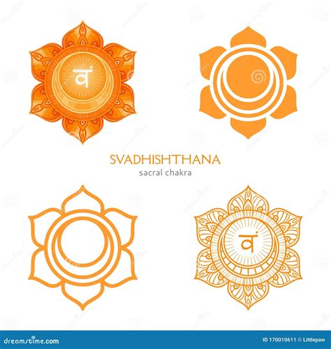 Svadhishthana Sacral Chakra Symbol Colorful Mandala Stock Vector
