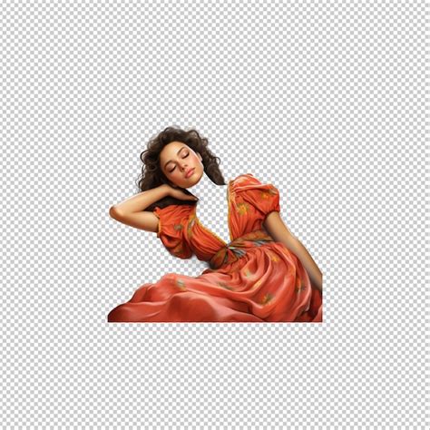 Mujer Latina Durmiendo En D Estilo De Dibujos Animados Fondo Transparente Iso Archivo Psd Premium