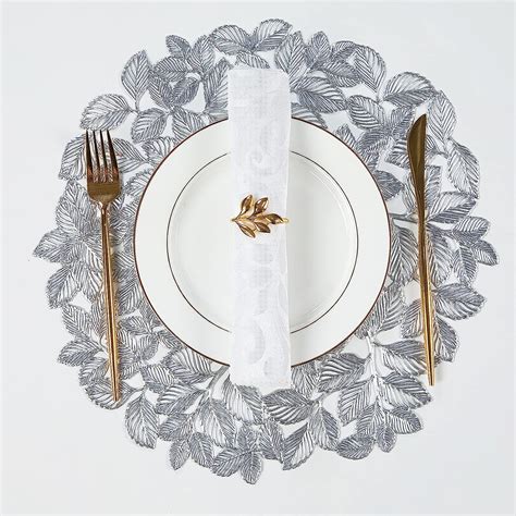 Amazon Crisjanggo Silver Placemats Set Of Round Leaf Placemats