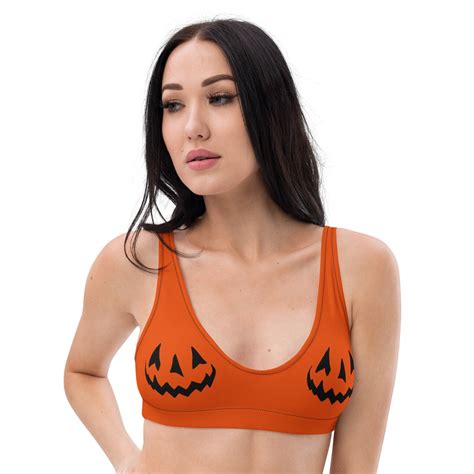 Pumpkin Bikini Top Halloween Swimwear Etsy