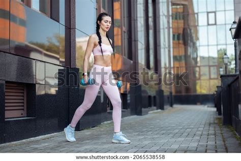 Sexy Fit Brunette Woman Pigtails Trains Stock Photo 2065538558 Shutterstock