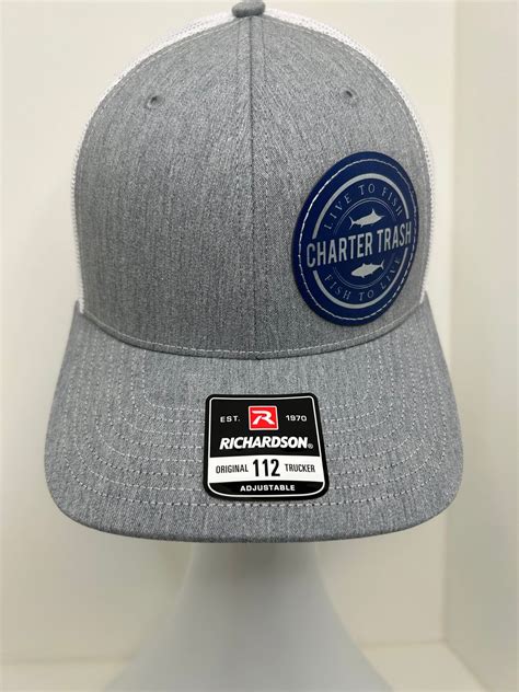 Richardson 112 Heathered gray, Leather OG logo patch hat (offset) – Chartertrash