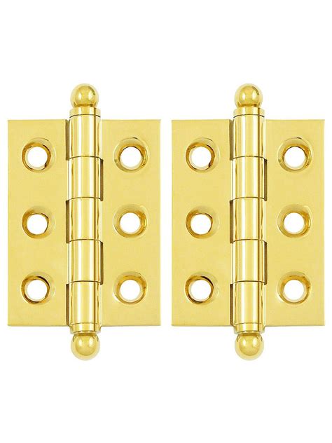 Pair Of Premium Solid Brass Cabinet Hinges With Ball Tips 2 X 1 1 2 House Of Antique Hardware