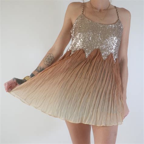 Glitzy Nude Sequin Ombre Baby Doll Tank Gimmicks By Depop
