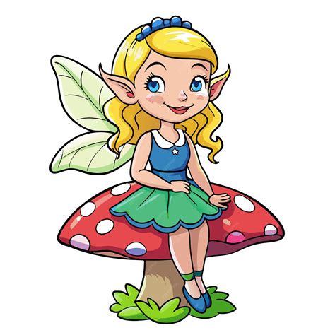 cartoon fairy  mushroom character vector illustration premium ai