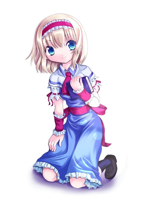 Safebooru 1girl Alice Margatroid Blonde Hair Blue Eyes Book Cape Konpotsu Solo Touhou Wrist