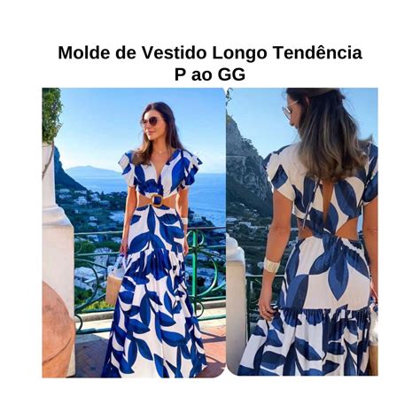 Molde de Vestido Longo Tendência em PDF Atacadão da Costura