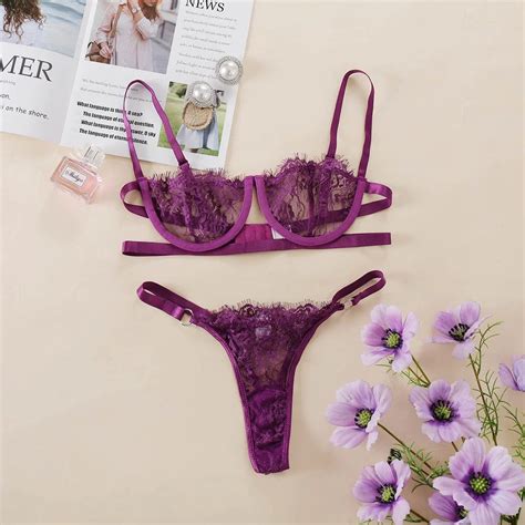 Ellolace Underwear Set Sexy Lingerie Transparent Women S Bra Underwire Bra Set Lace Underwear