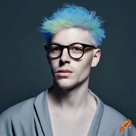 Stylish Man With Dyed Hair And Glasses