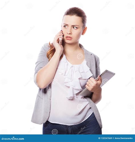 Brunette Plus Size Woman In Smart Casual Outfit Jacker And Blou Stock Image Image Of Happy