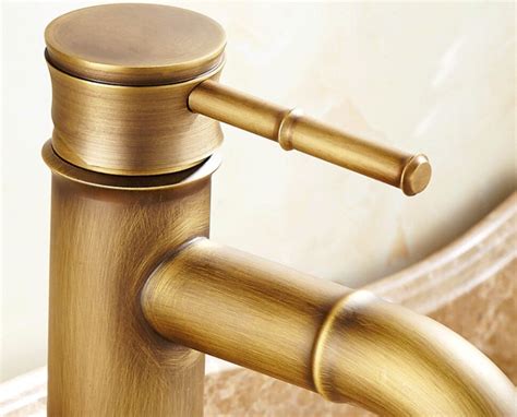 Fancy Basin Faucet Tap Mixer Hot And Cold Bamboo Spout 12 Inch Height Brown Antique Colour At