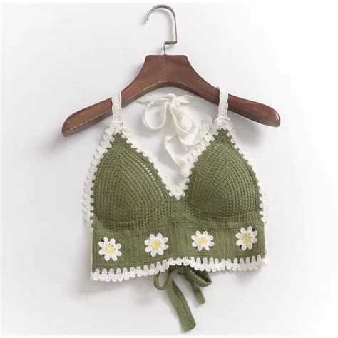 Crochet Swimwear Women Crochet Bikini Top Crochet Bra Sexy Beach Outfit Halter Top Beach Top