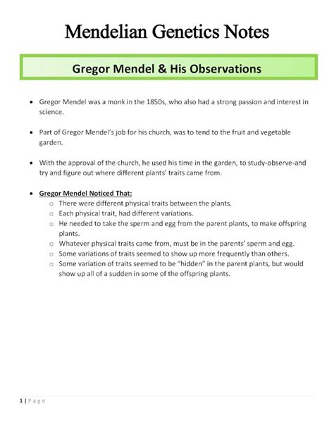 Pdf Mendelian Genetics Notes Msrozema Weebly Mendelian