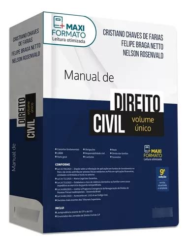 Manual De Direito Civil Volume Único Capa Dura Juspodivm 9ª Edição