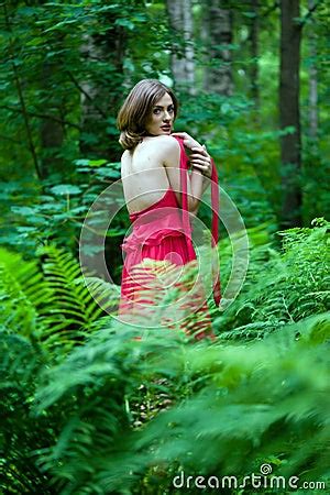 Beautiful Woman With Naked Back In Summer Forest Royalty Free Stock Photography CartoonDealer