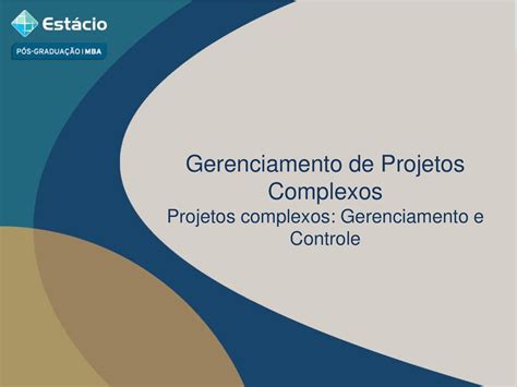 Mba Gest O De Projetos Disciplina Gerenciamento De Projetos Complexos