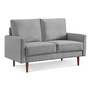 Gray And Dark Brown Velvet Love Seat Midcentury Loveseats By