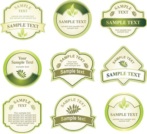 Labels Templates Modern Flat Green Shapes Design Vectors Graphic Art