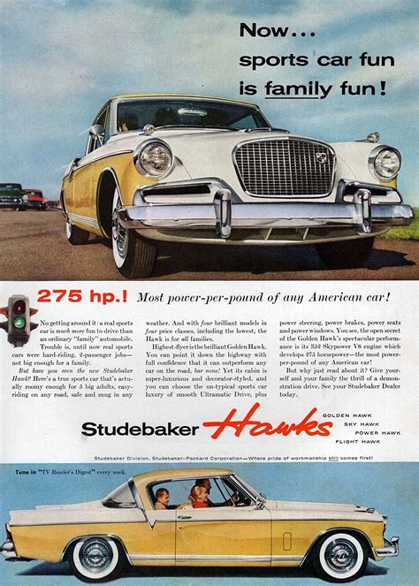 1956 Studebaker Golden Hawk Sports Car Fun Original Color Print Ad Ebay