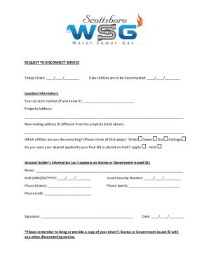 Fillable Online Request To Disconnect Service Fax Email Print PdfFiller