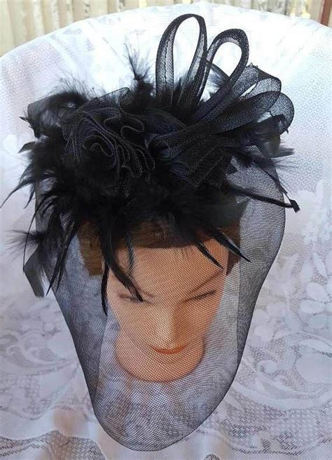 Black Crinoline Fascinator Headband Black Feather Bridal Headpiece