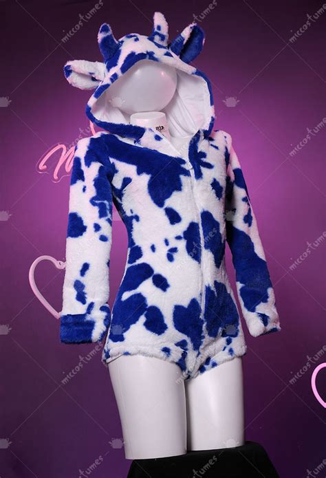 Plush Hooded Milk Print Romper And Thigh Socks Sexy Lingerie Bodysuit Top Quality Lingerie