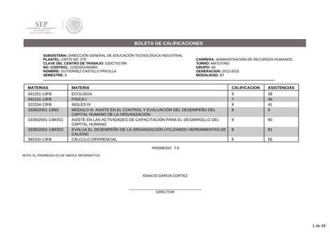 PDF BOLETA DE CALIFICACIONES 2016 6 9 7 74 333502001 13m3s2