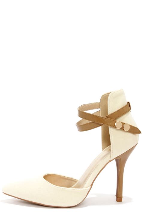 Cute Pointed Heels Nude High Heels Ankle Strap Heels Lulus