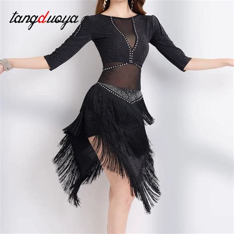 Vestido De Dan A Latina De Franja De Strass Para Mulheres Vestu Rio Profissional De Pr