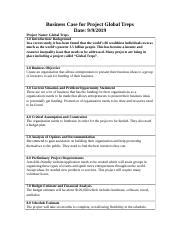 Task 3 Business Case Docx Business Case For Project Global Treps