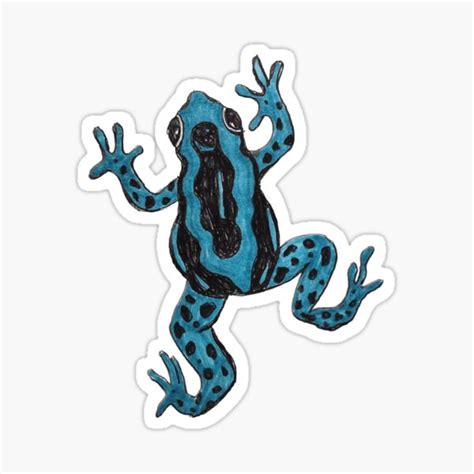 Blue Frog Drawing Sticker For Sale By Maddygauks Redbubble