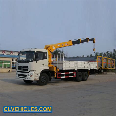 Dongfeng 6x4 10tons Flatbed Mounted With Hoist Mounted Hydraulic Pickup