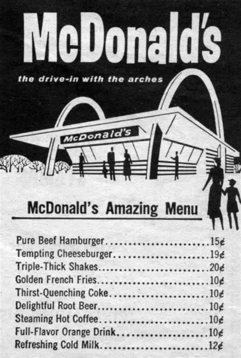 McDonald's menu from 1959 shows how much prices have risen over the