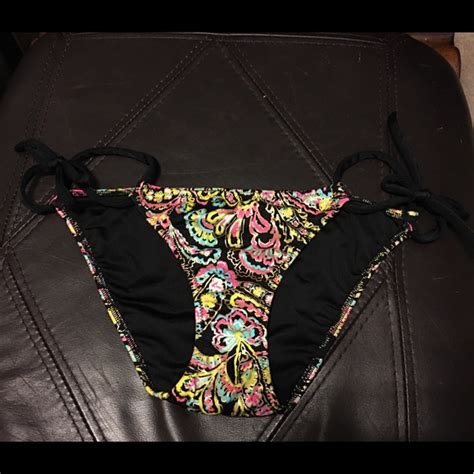 Pink Victoria S Secret Swim Black And Gold Paisley Bikini Bottoms Poshmark