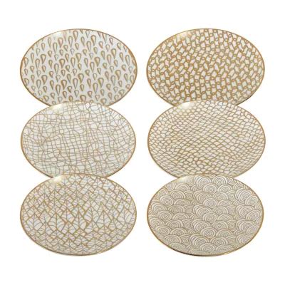 Certified International Matrix Gold 6 Pc Porcelain Appetizer Plate