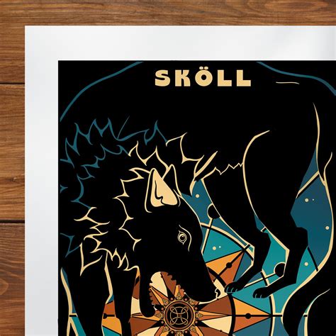 Digital Prints A Skoll And Hati Poster Fenrir Wolf Decor Mythology