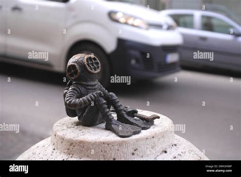 Diver A Bronze Mini Statue By Hungarian Ukrainian Sculptor Mihaly