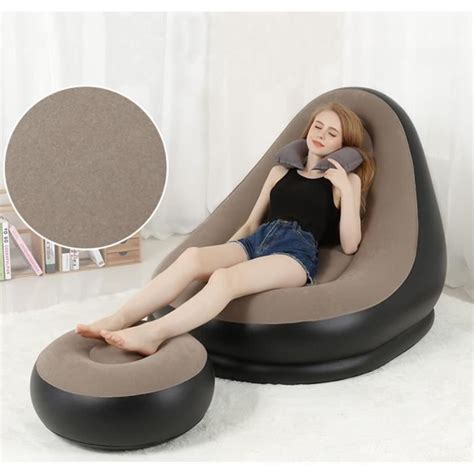 Canapé Gonflable avec Pouf Pompe Fauteuil Relax Portatif Chaise