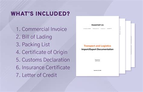 Transport And Logistics Import Export Documentation Template In Pdf