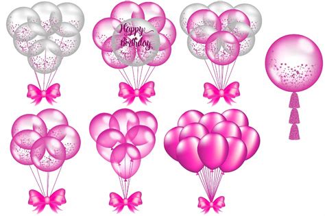 Hot Pink Balloons Balloon Clipart Baby Shower Party Etsy