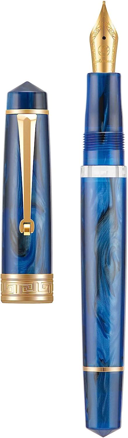 Amazon.com : Asvine P20 Piston Fountain Pen Galaxy Blue Resin, Iridium ...