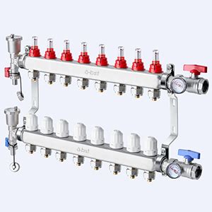 8 Branch PEX Manifold ABST Stainless Steel Floor Heat Manifold Kit