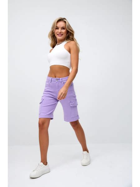 Шорты Женский MAKKCRAS Повседневный фиолетовый, размер 46 Хлопок ...