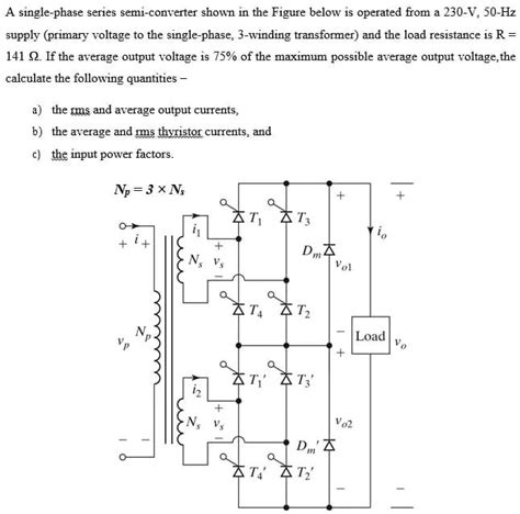 A single-phase series semi-converter shown in the Figure below is ...