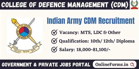 Indian Army CDM Recruitment 2023 Apply For MTS LDC Other