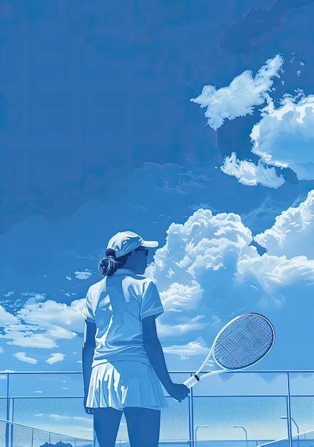 Vue D Un Joueur De Tennis Avec Un Effet De Style D Art Num Rique